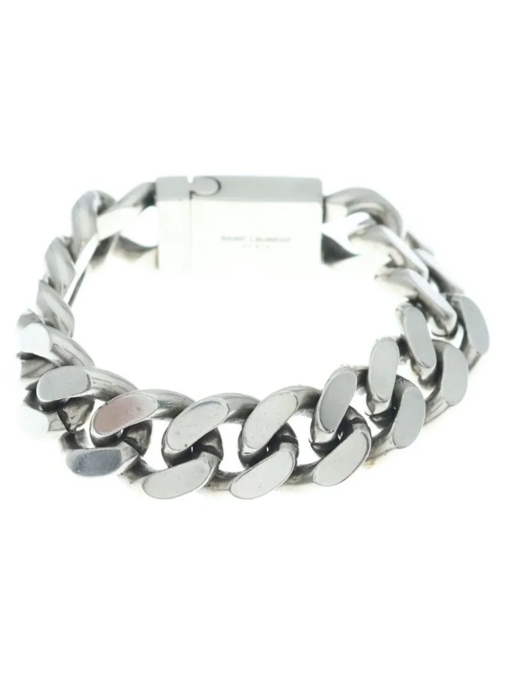 Saint Laurent Paris Chain Bracelet Silver Metal
